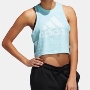 Adidas summer wash Women's crop‎ green Blue Tank Top Sz small